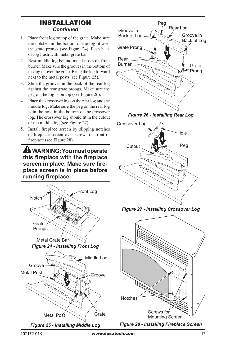 Installation | Desa EFS33NR User Manual | Page 17 / 36