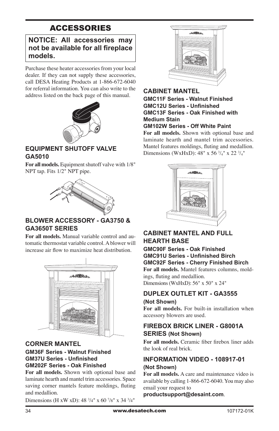 Accessories | Desa EFS33NR User Manual | Page 34 / 36