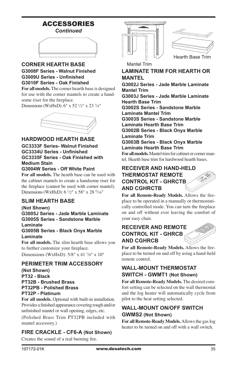 Accessories | Desa EFS33NR User Manual | Page 35 / 36