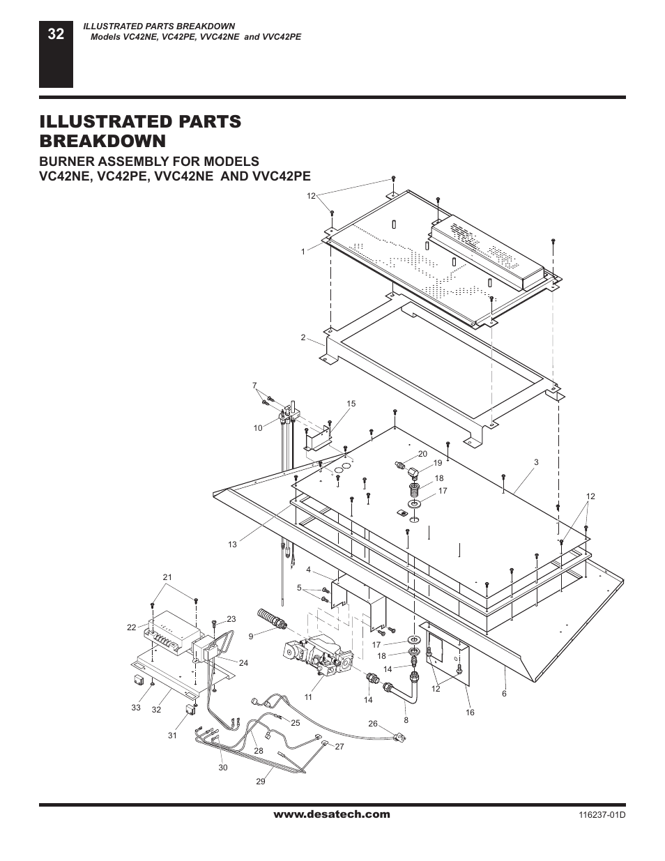 Illustrated parts breakdown | Desa (V)VC42NE Series User Manual | Page 32 / 38