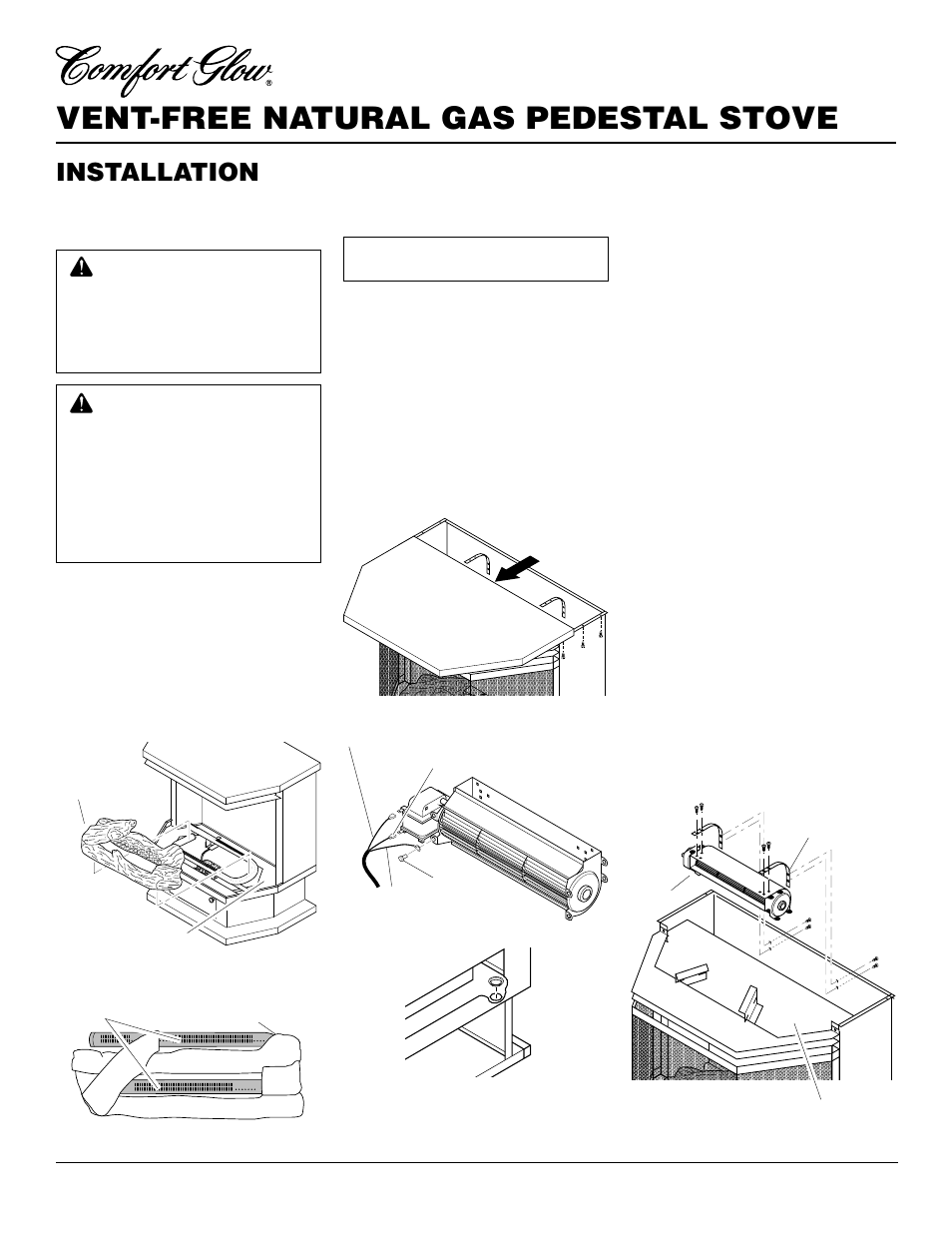 Vent-free natural gas pedestal stove, Installation, Continued | Desa S26NT User Manual | Page 10 / 24