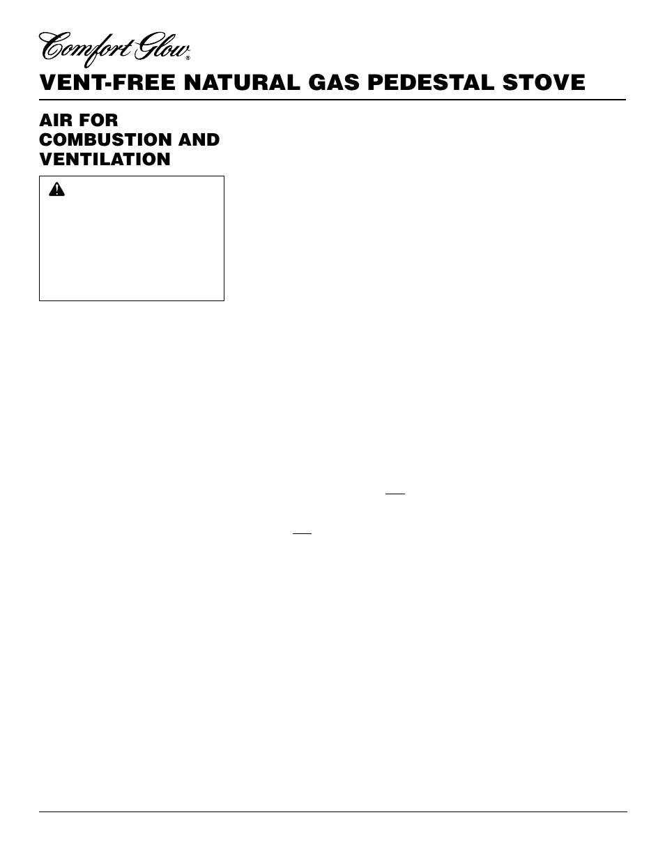 Vent-free natural gas pedestal stove, Air for combustion and ventilation | Desa S26NT User Manual | Page 4 / 24