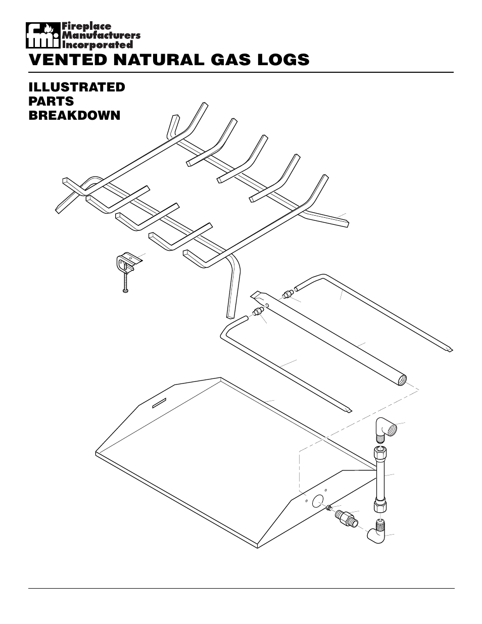 Vented natural gas logs, Illustrated parts breakdown | Desa FVMR24 User Manual | Page 16 / 20