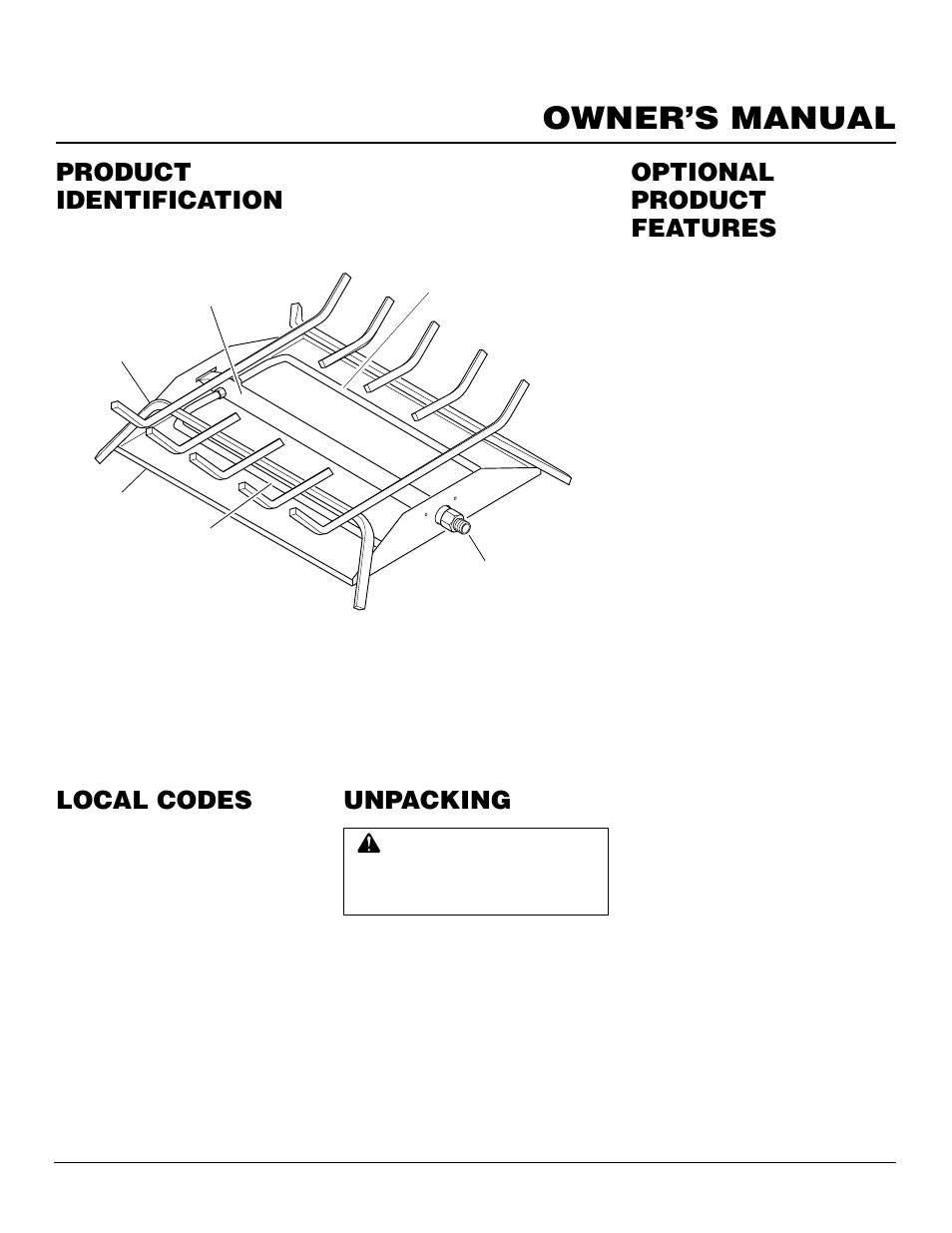 Owner’s manual, Product identification, Optional product features | Unpacking, Local codes | Desa FVMR24 User Manual | Page 3 / 20