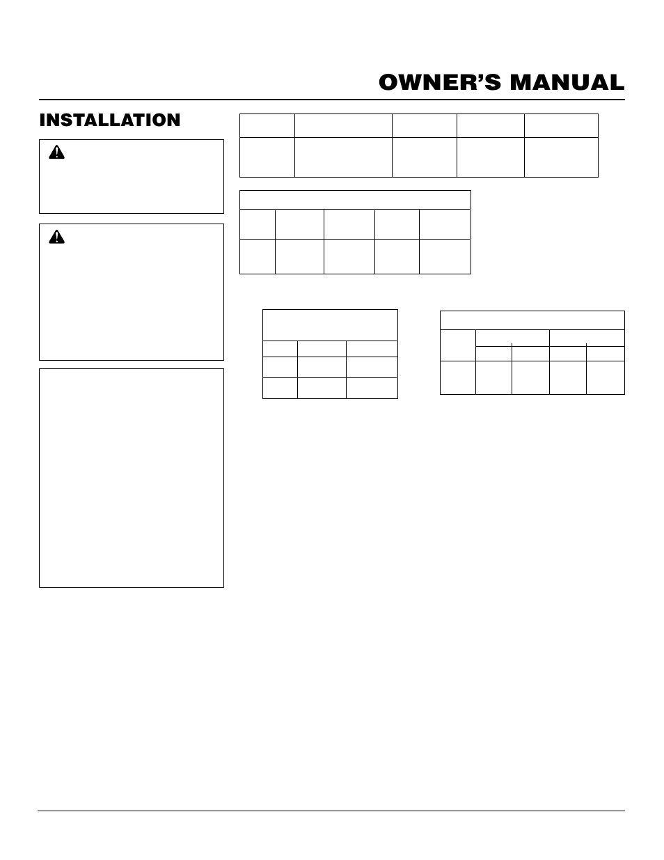 Owner’s manual, Installation | Desa FVMR24 User Manual | Page 7 / 20