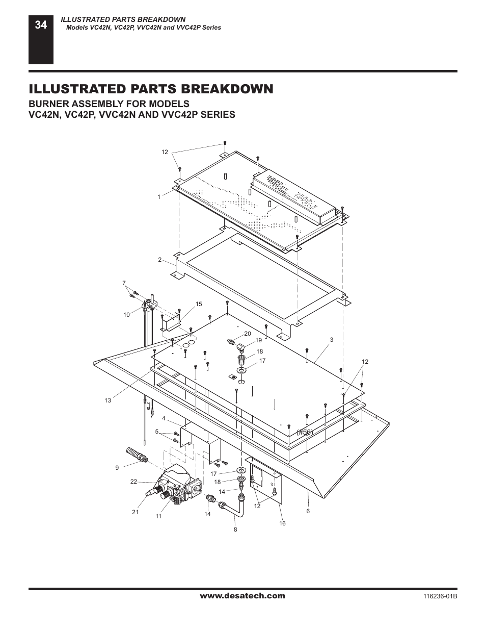 Illustrated parts breakdown | Desa (V)VC42N SERIES User Manual | Page 34 / 40
