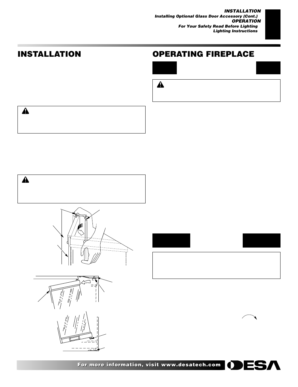 Installation, Operating fireplace, Continued | Desa VP324E User Manual | Page 15 / 30