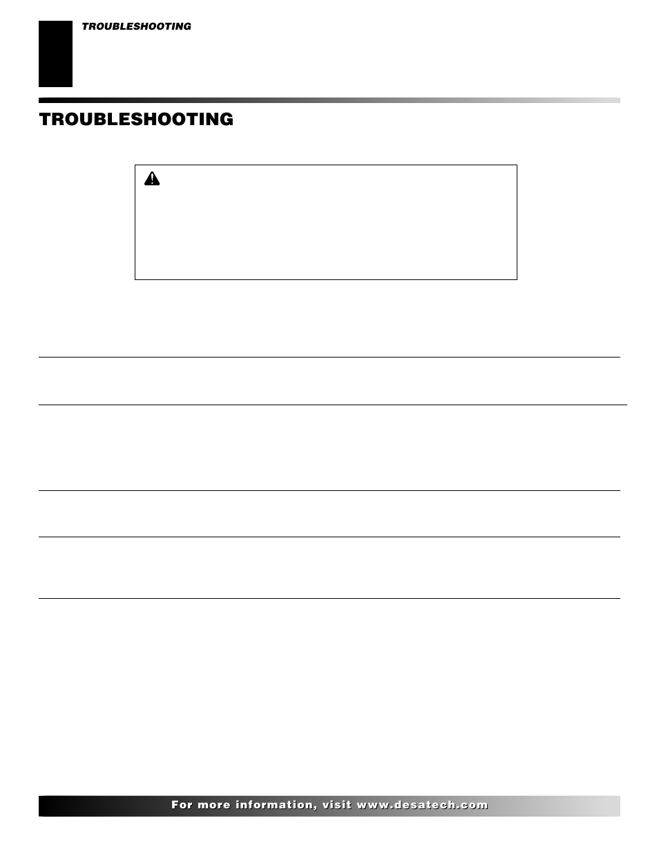 Troubleshooting, Continued | Desa VP324E User Manual | Page 20 / 30