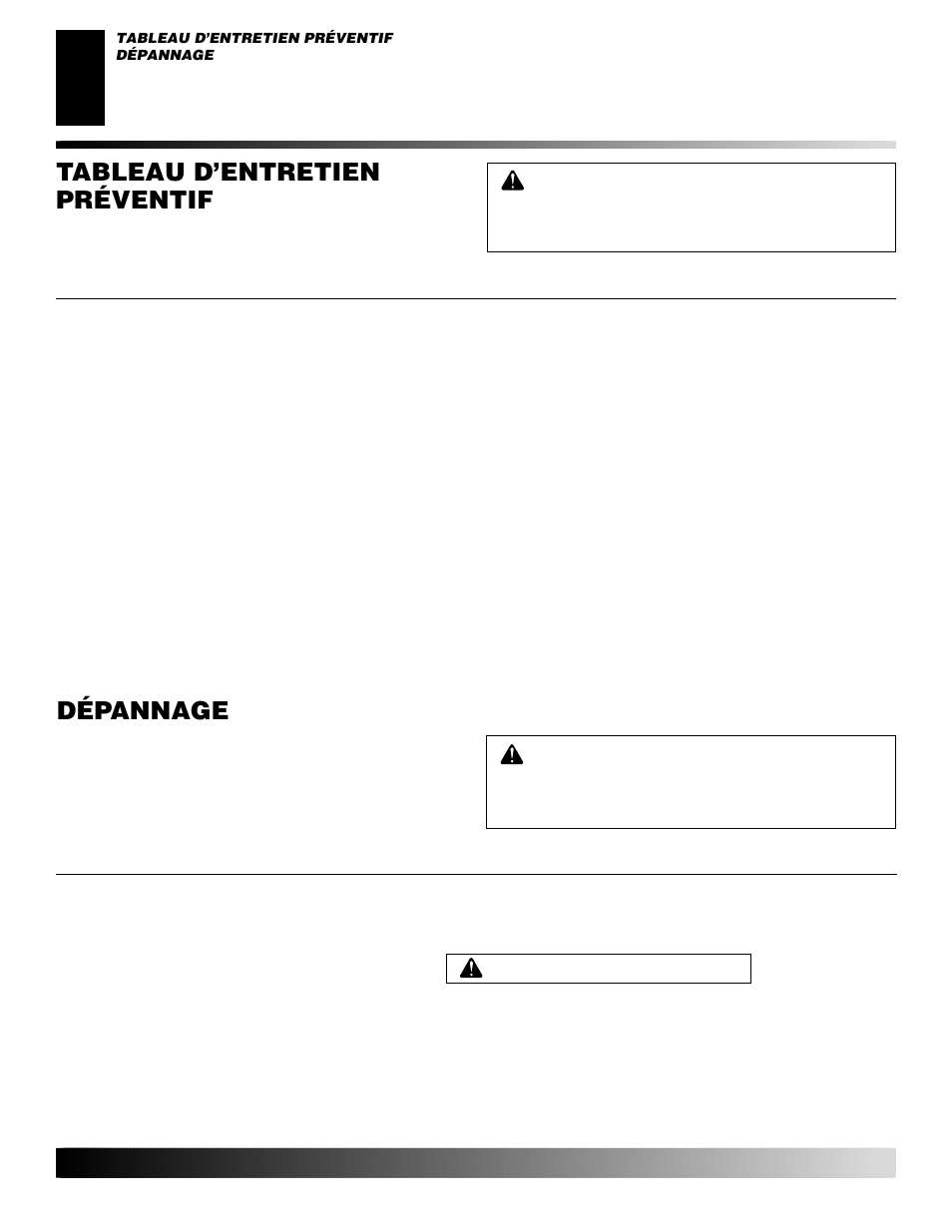 Tableau d’entretien préventif, Dépannage | Desa GK30 User Manual | Page 54 / 94