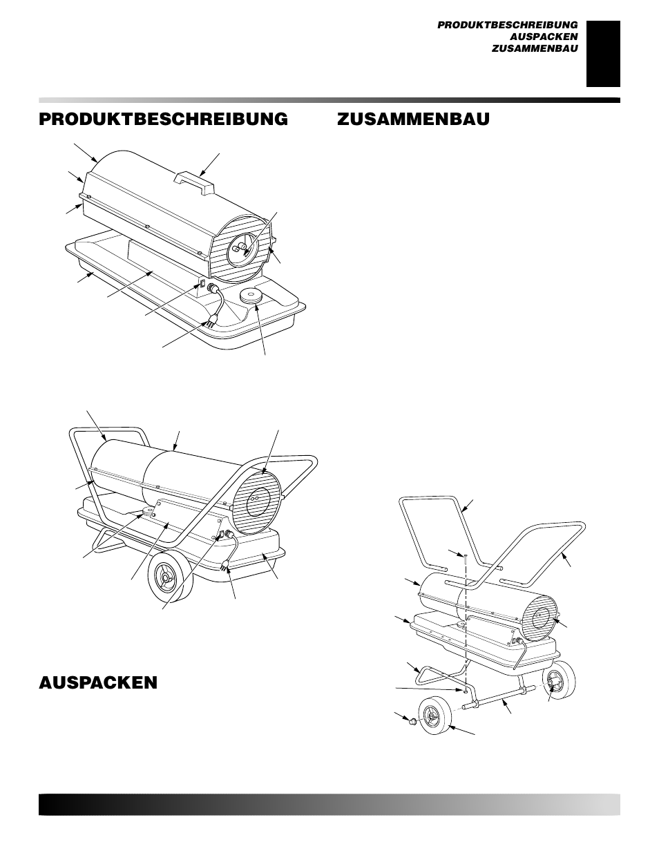 Produktbeschreibung, Auspacken, Zusammenbau | Desa GK30 User Manual | Page 73 / 94