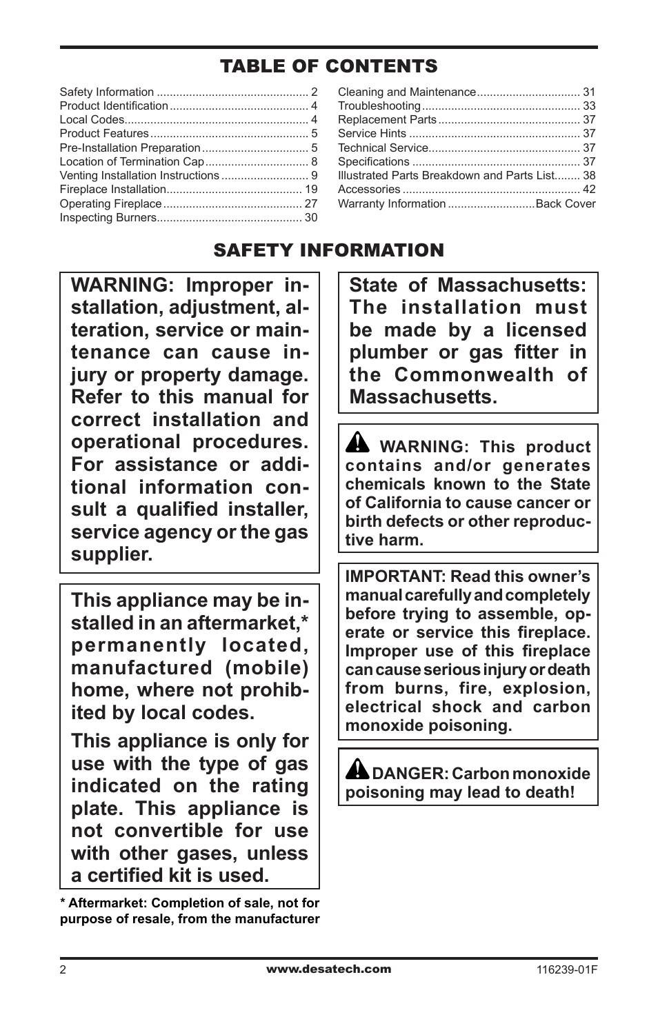Safety information | Desa KC42N User Manual | Page 2 / 44