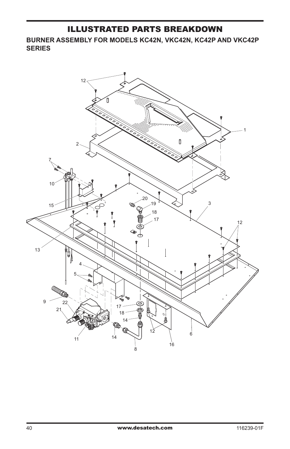 Illustrated parts breakdown | Desa KC42N User Manual | Page 40 / 44
