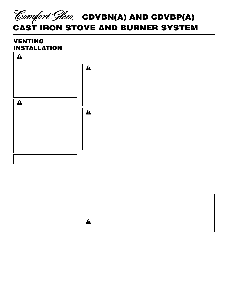 Cast iron stove and burner system, Cdvbn(a) and cdvbp(a), Venting installation | Desa CDVBN(A) User Manual | Page 10 / 36