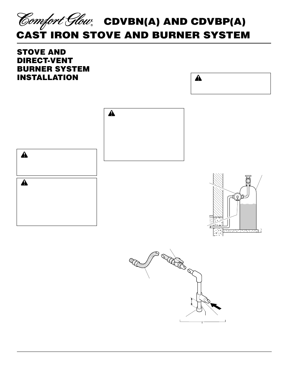 Cast iron stove and burner system, Cdvbn(a) and cdvbp(a), Stove and direct-vent burner system installation | Desa CDVBN(A) User Manual | Page 18 / 36