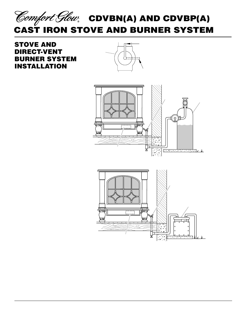 Cast iron stove and burner system, Cdvbn(a) and cdvbp(a), Stove and direct-vent burner system installation | Continued | Desa CDVBN(A) User Manual | Page 20 / 36