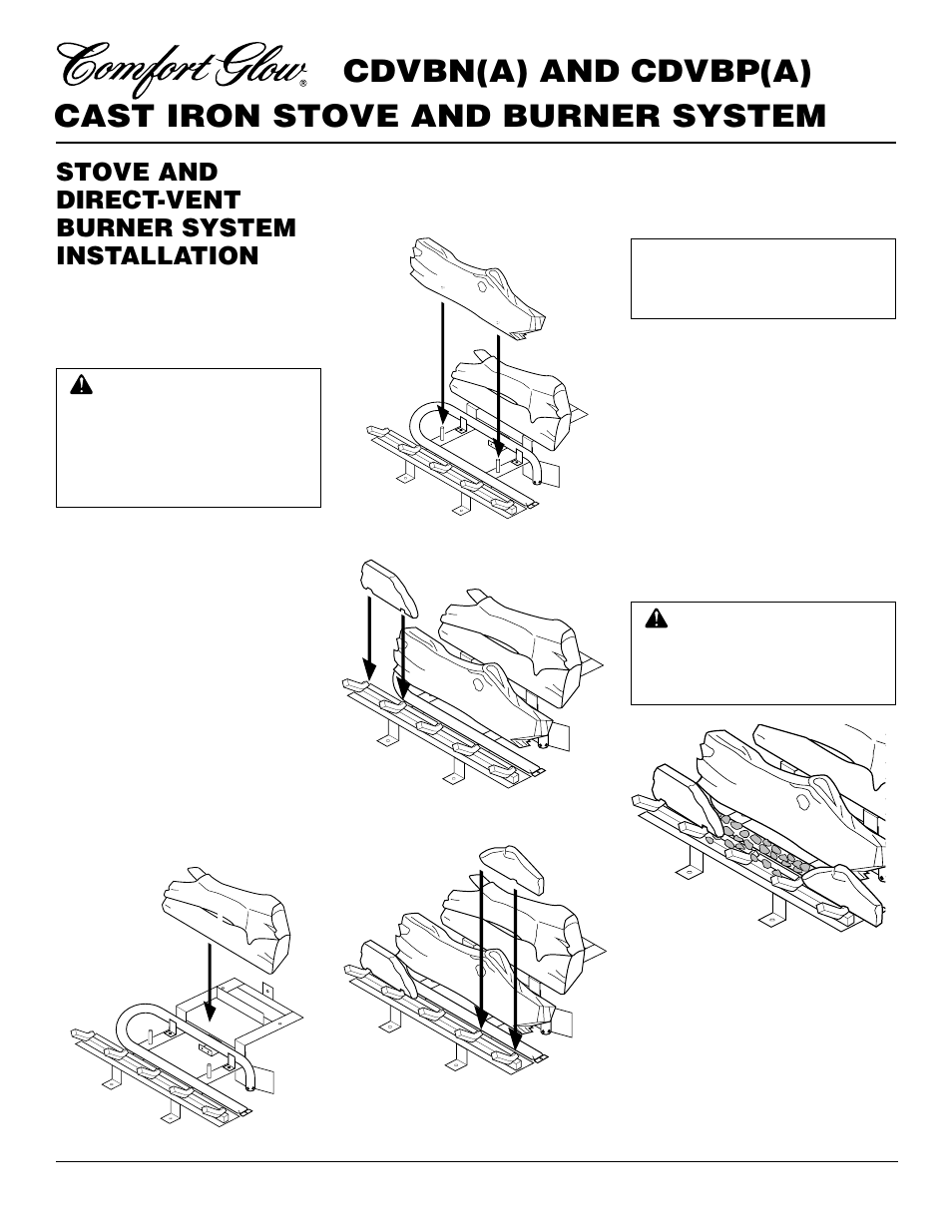 Cast iron stove and burner system, Cdvbn(a) and cdvbp(a), Stove and direct-vent burner system installation | Desa CDVBN(A) User Manual | Page 22 / 36
