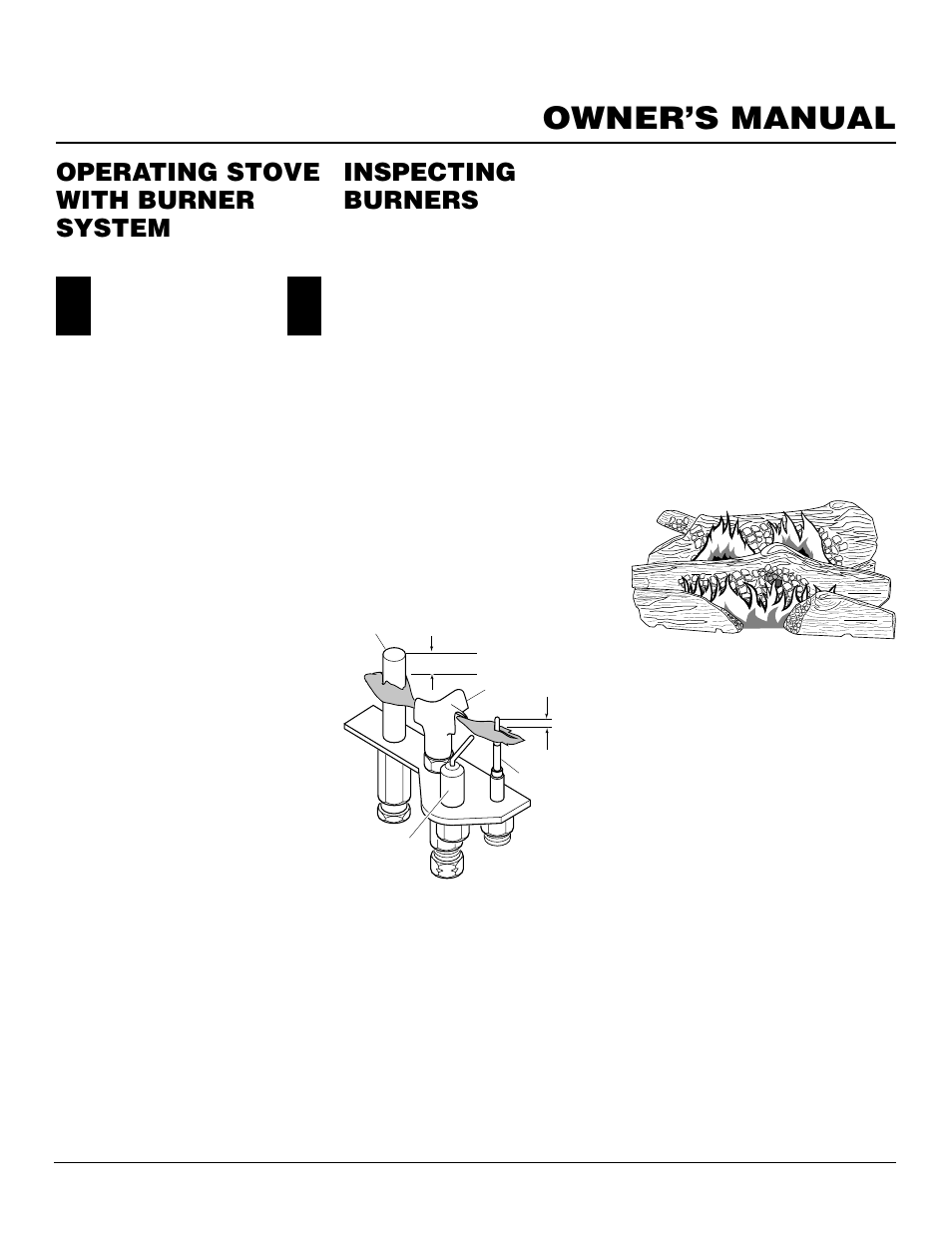 Owner’s manual, Inspecting burners, Operating stove with burner system | Desa CDVBN(A) User Manual | Page 25 / 36