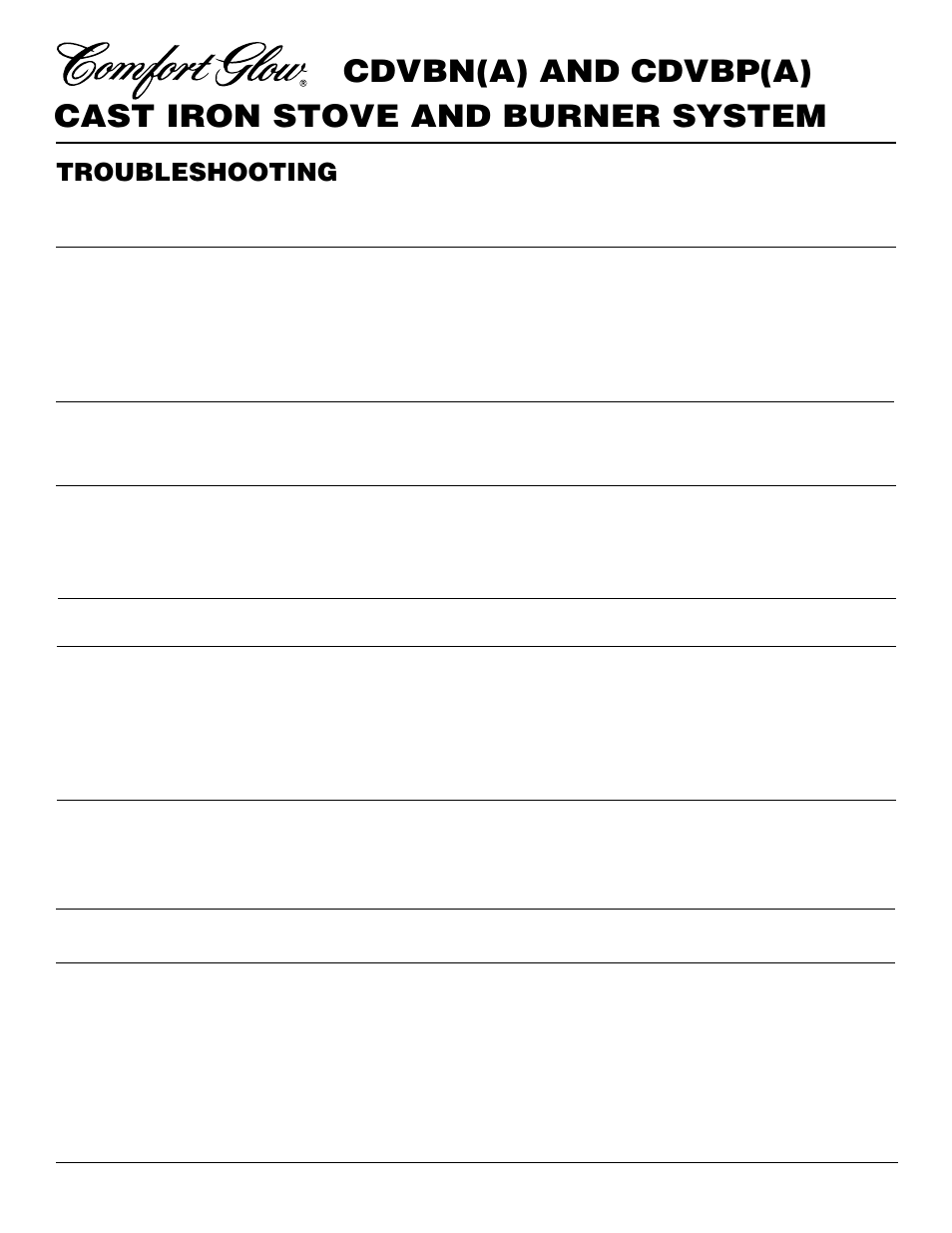 Cast iron stove and burner system, Cdvbn(a) and cdvbp(a), Troubleshooting | Desa CDVBN(A) User Manual | Page 28 / 36