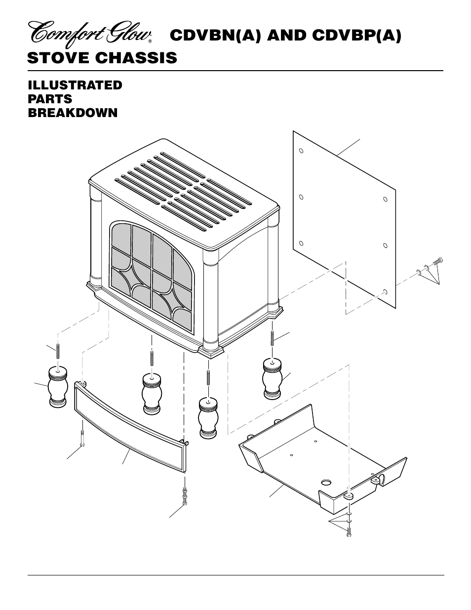 Cast iron stove and burner system, Cdvbn(a) and cdvbp(a), Stove chassis | Illustrated parts breakdown | Desa CDVBN(A) User Manual | Page 34 / 36