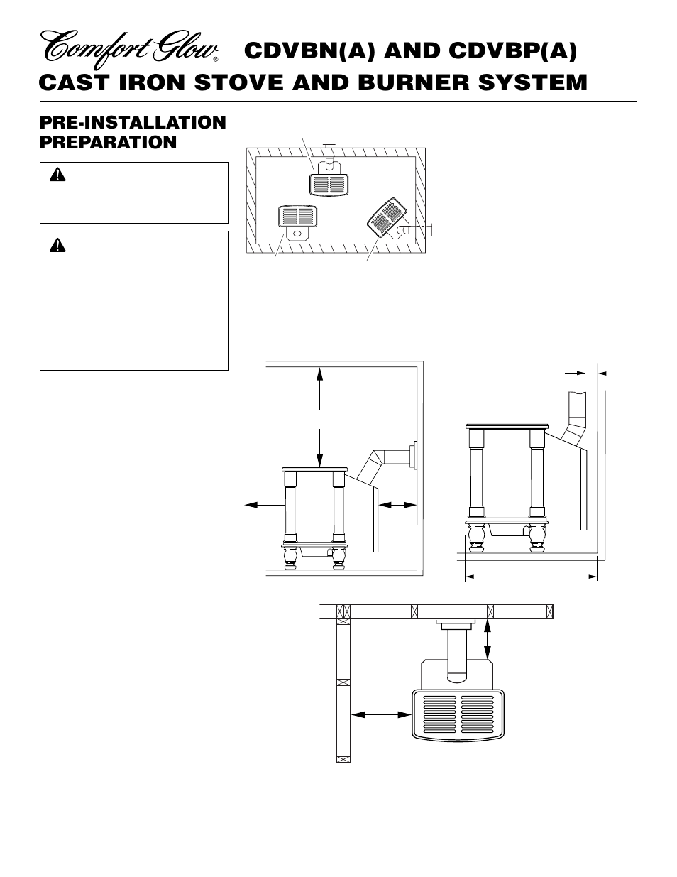Cast iron stove and burner system, Cdvbn(a) and cdvbp(a), Pre-installation preparation | Desa CDVBN(A) User Manual | Page 4 / 36