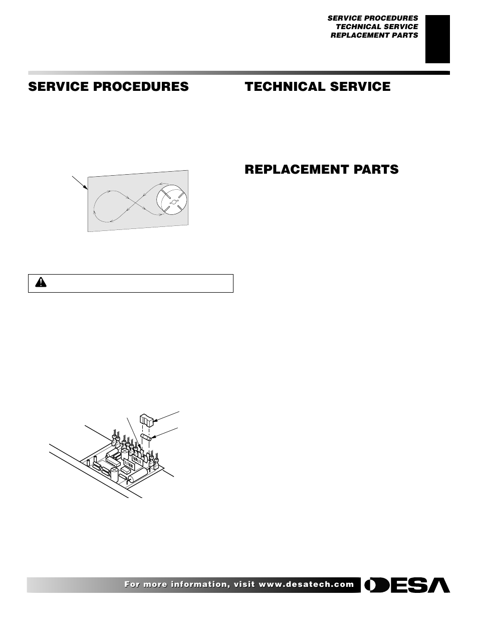 Service procedures, Technical service, Replacement parts | Desa H.S.I. User Manual | Page 11 / 40