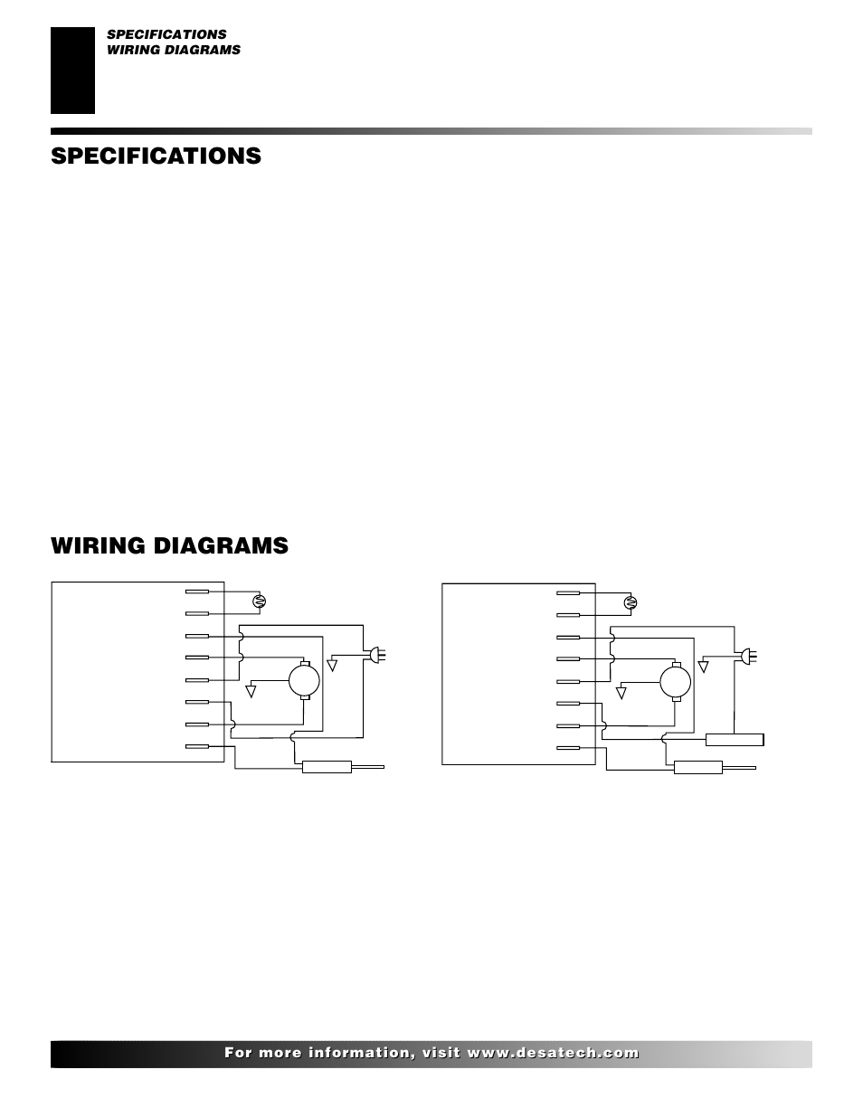 Wiring diagrams, Specifications | Desa H.S.I. User Manual | Page 12 / 40