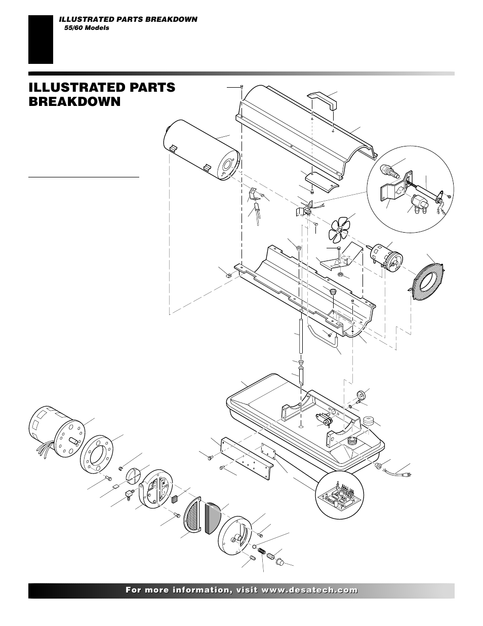 Illustrated parts breakdown, 55/60 models | Desa H.S.I. User Manual | Page 14 / 40
