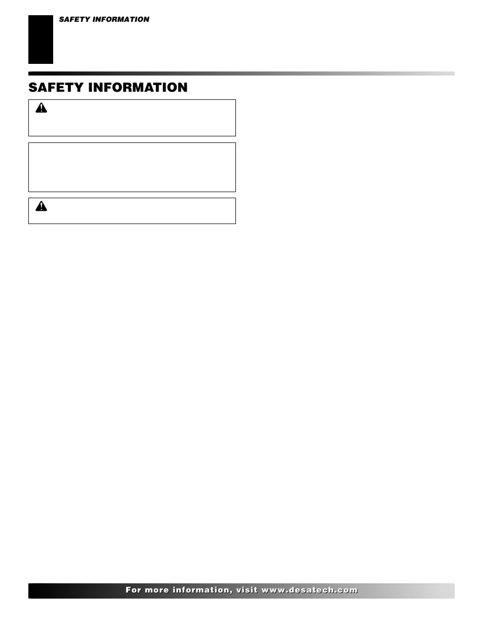 Safety information | Desa H.S.I. User Manual | Page 2 / 40