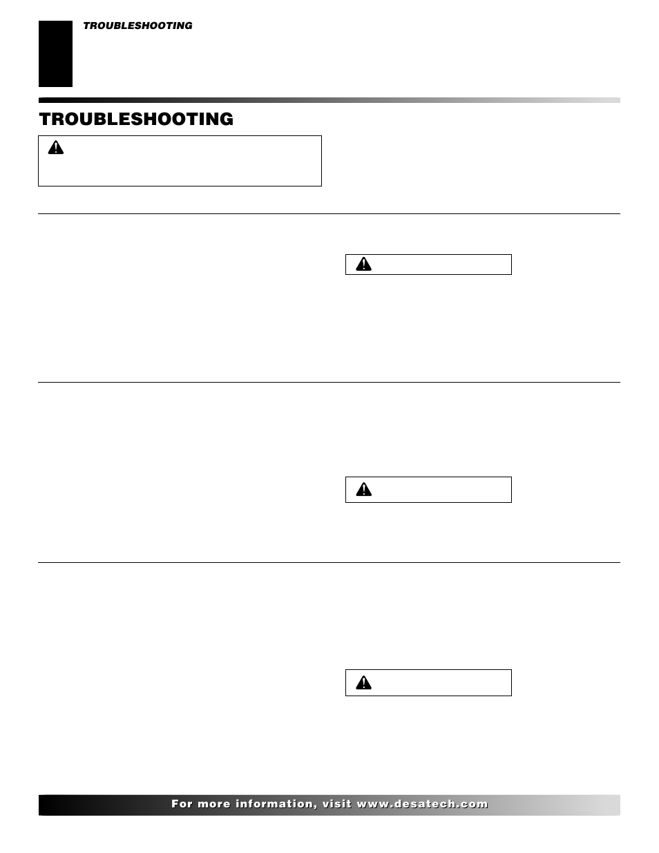 Troubleshooting | Desa H.S.I. User Manual | Page 6 / 40