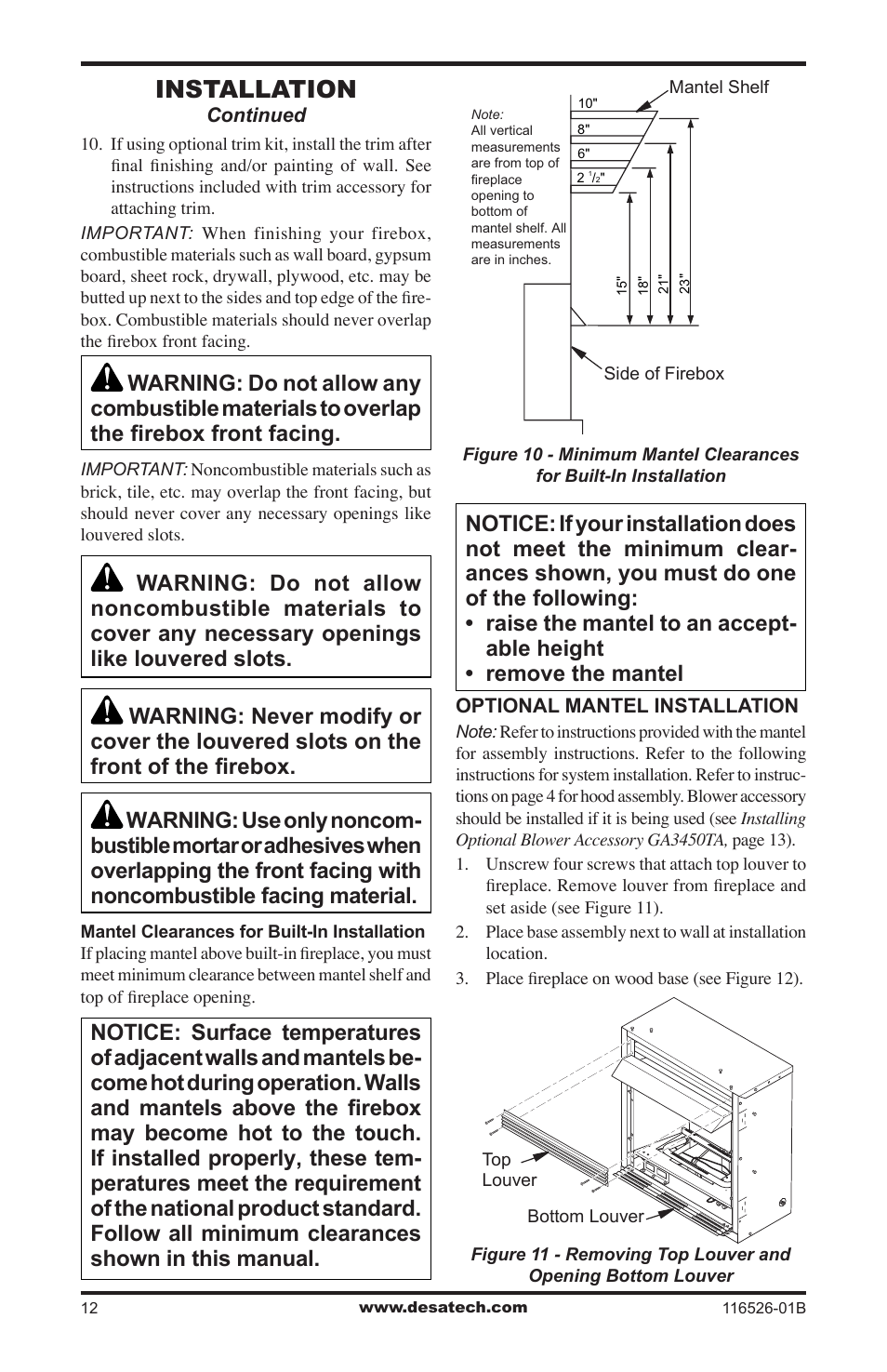 Installation | Desa VDCFTNB User Manual | Page 12 / 44