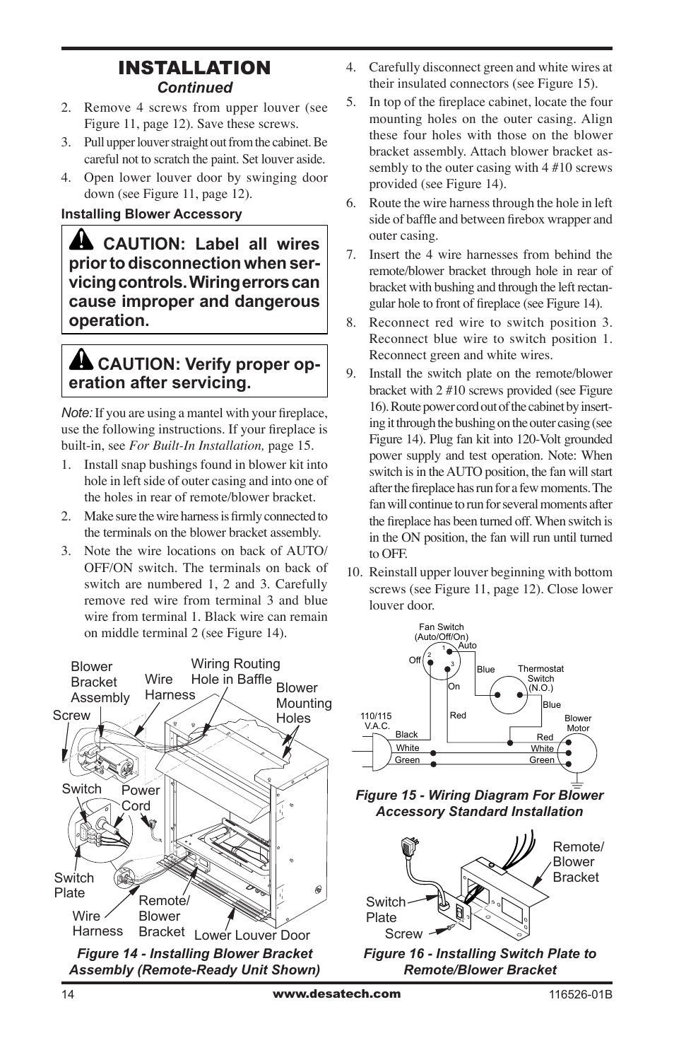 Installation, Continued | Desa VDCFTNB User Manual | Page 14 / 44