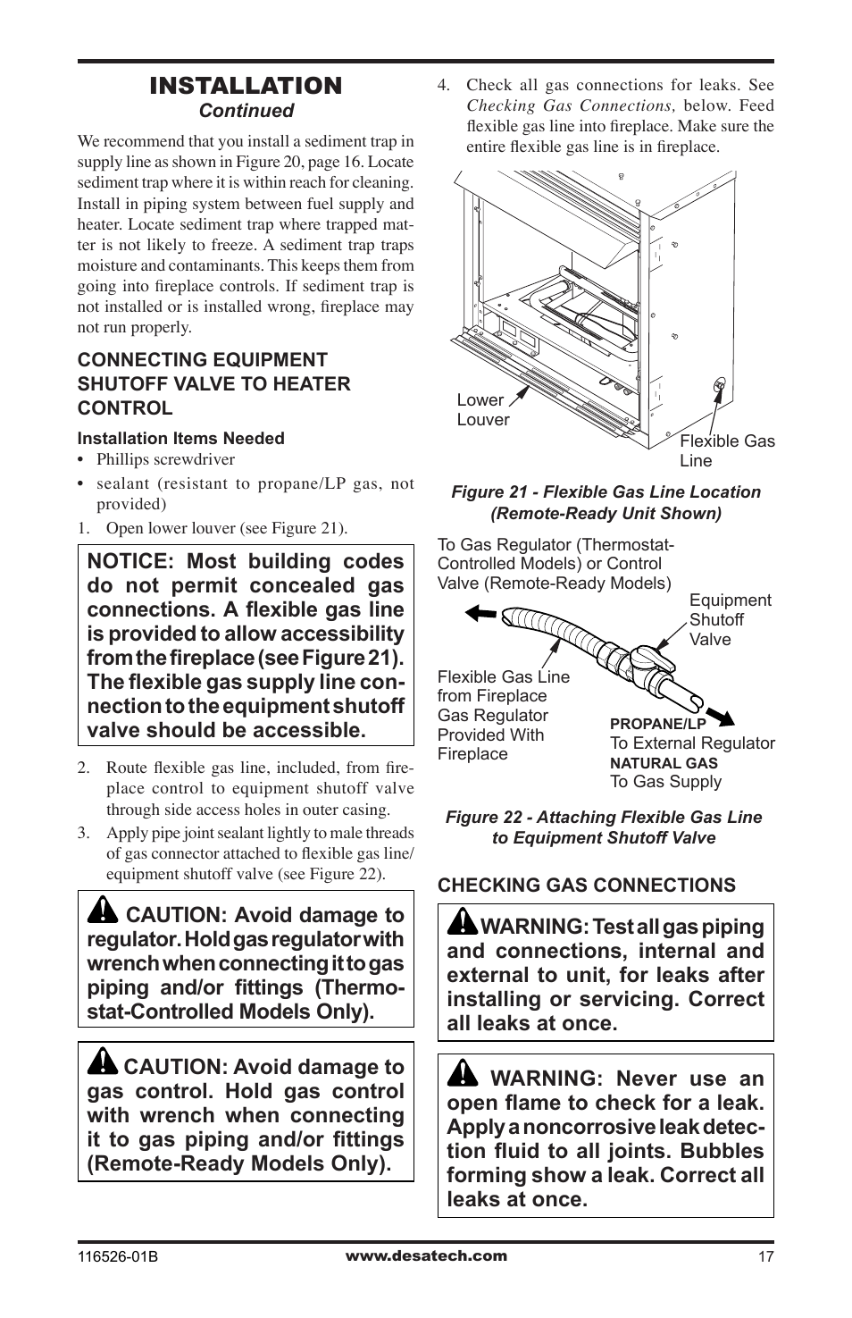 Installation | Desa VDCFTNB User Manual | Page 17 / 44