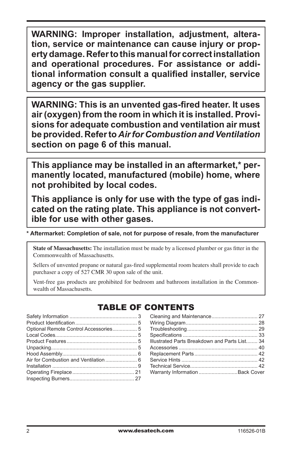 Desa VDCFTNB User Manual | Page 2 / 44