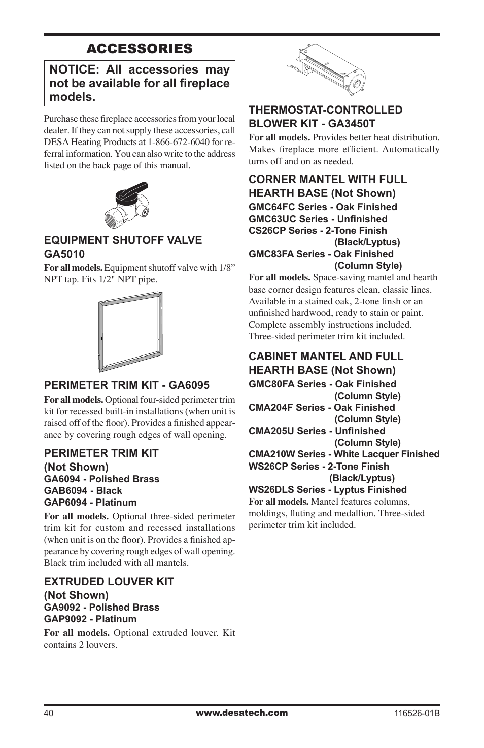 Accessories | Desa VDCFTNB User Manual | Page 40 / 44