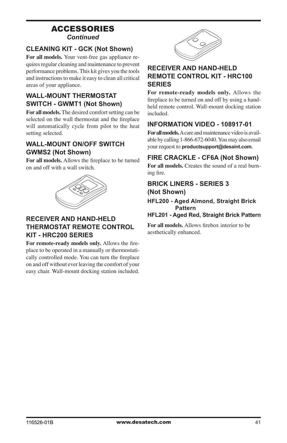 Accessories | Desa VDCFTNB User Manual | Page 41 / 44