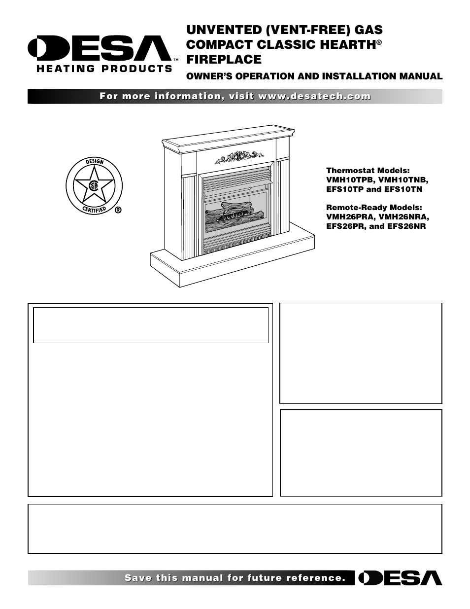 Desa and EFS26NR User Manual | 44 pages