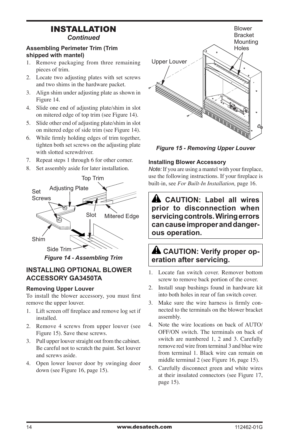 Installation | Desa EFS10TNA User Manual | Page 14 / 44