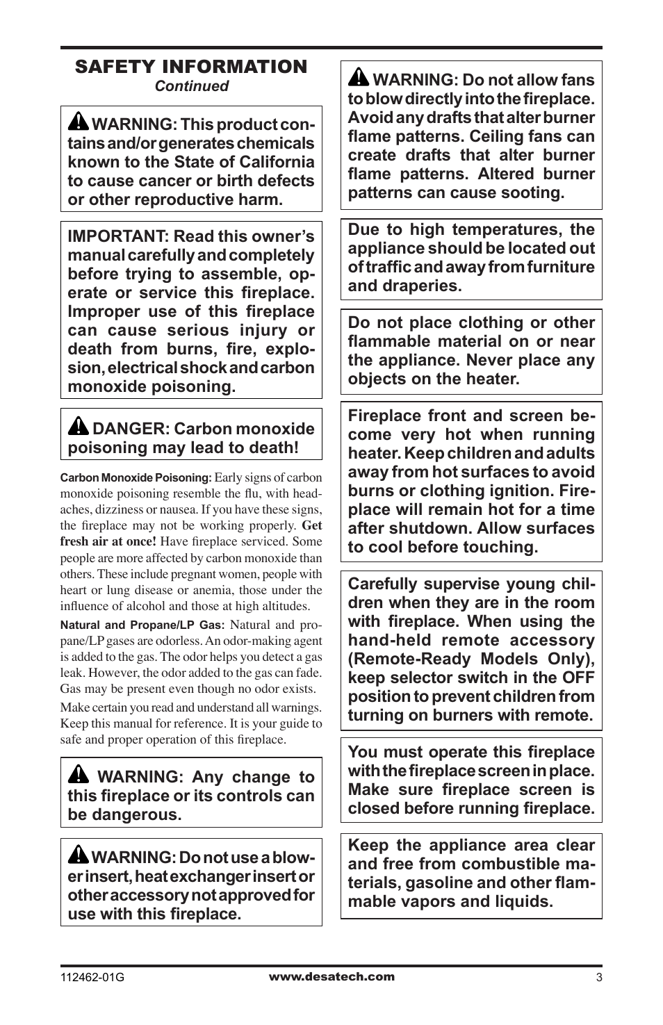 Safety information | Desa EFS10TNA User Manual | Page 3 / 44