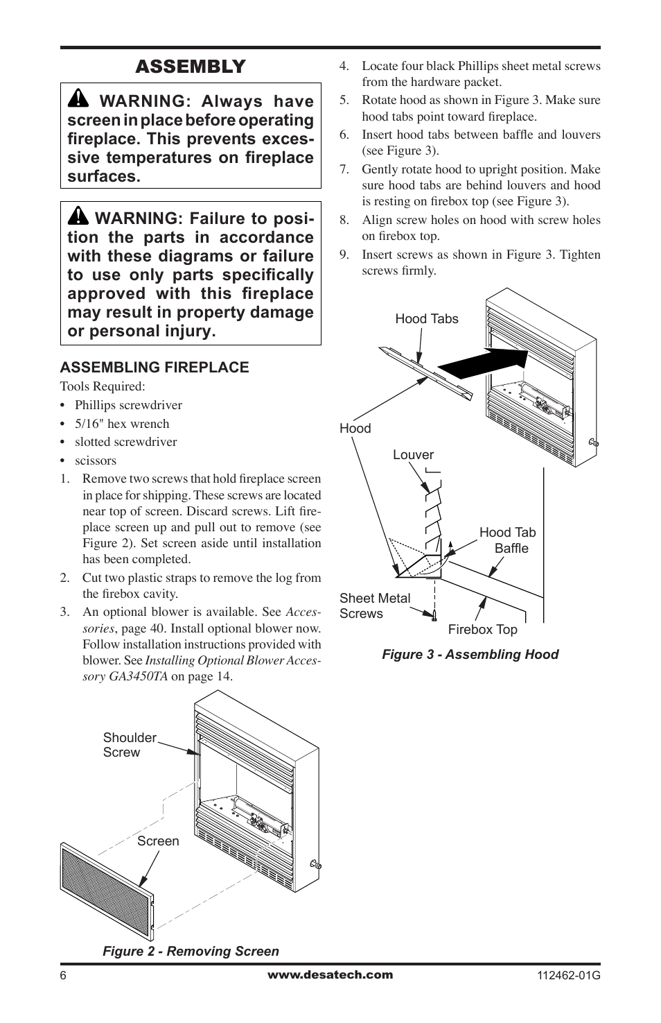 Assembly | Desa EFS10TNA User Manual | Page 6 / 44