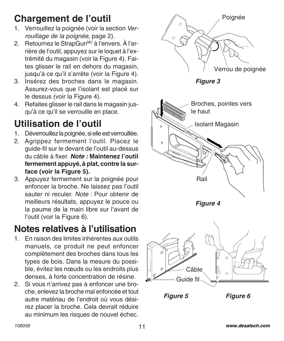 Chargement de l’outil, Utilisation de l’outil | Desa 1214NM User Manual | Page 11 / 12