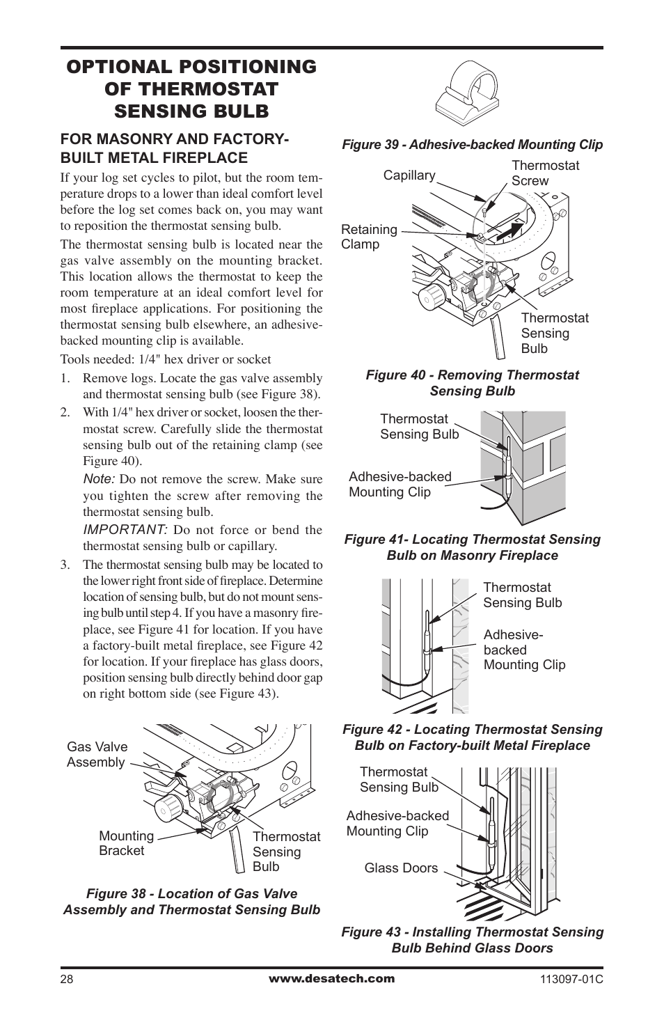 Optional positioning of thermostat sensing bulb | Desa CCL3018PTA User Manual | Page 28 / 40