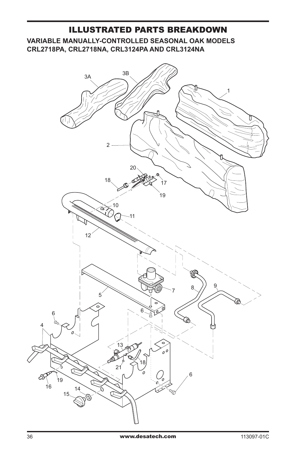 Illustrated parts breakdown | Desa CCL3018PTA User Manual | Page 36 / 40