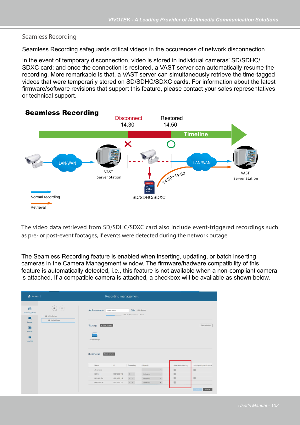 Seamless recording | Vivotek NR9682-v2 64-Channel NVR (No HDD) User Manual | Page 103 / 296
