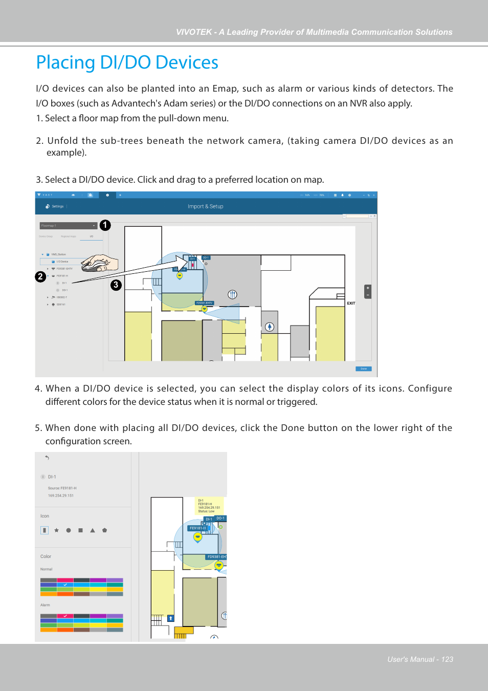 Placing di/do devices | Vivotek NR9682-v2 64-Channel NVR (No HDD) User Manual | Page 123 / 296