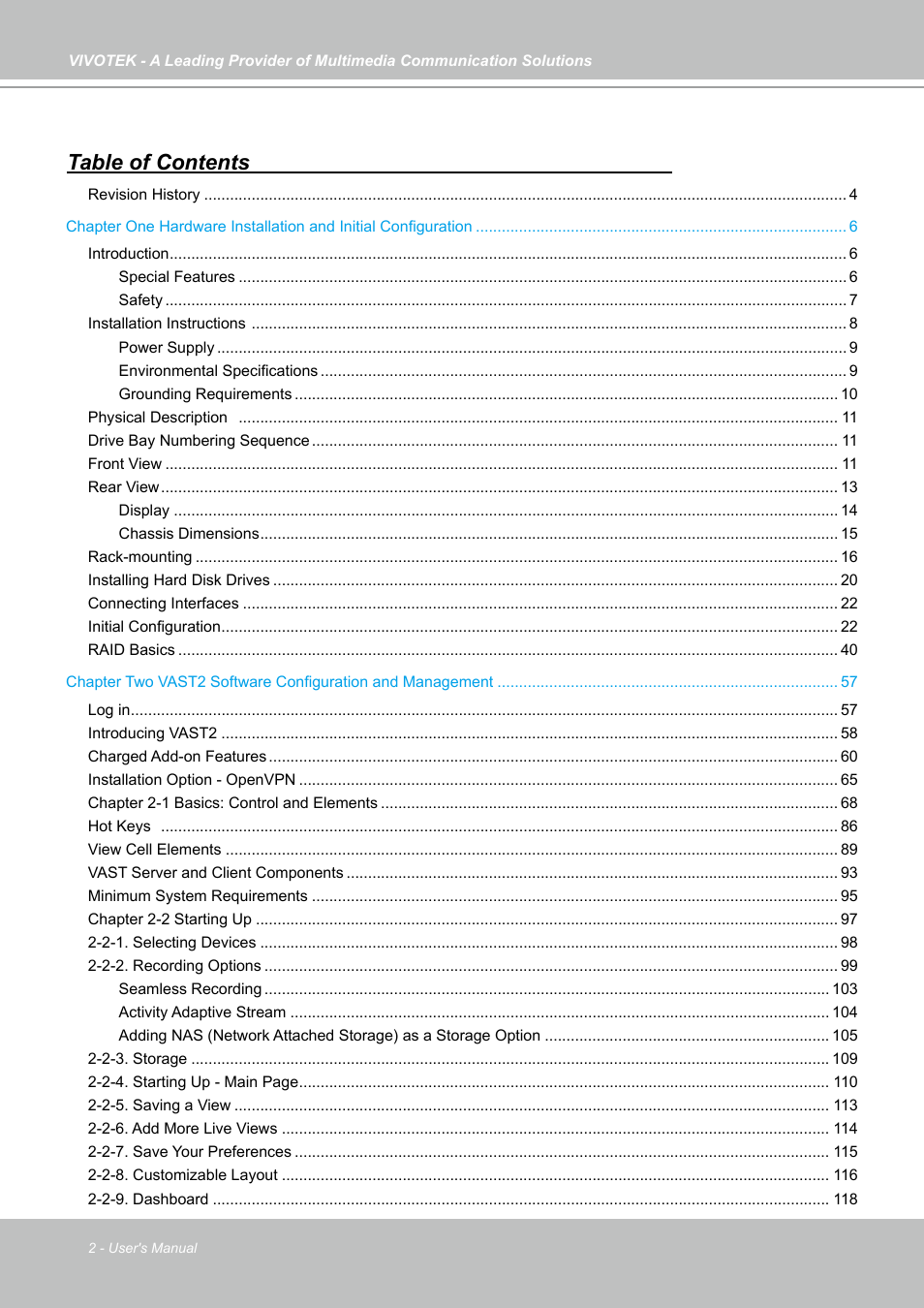 Vivotek NR9682-v2 64-Channel NVR (No HDD) User Manual | Page 2 / 296