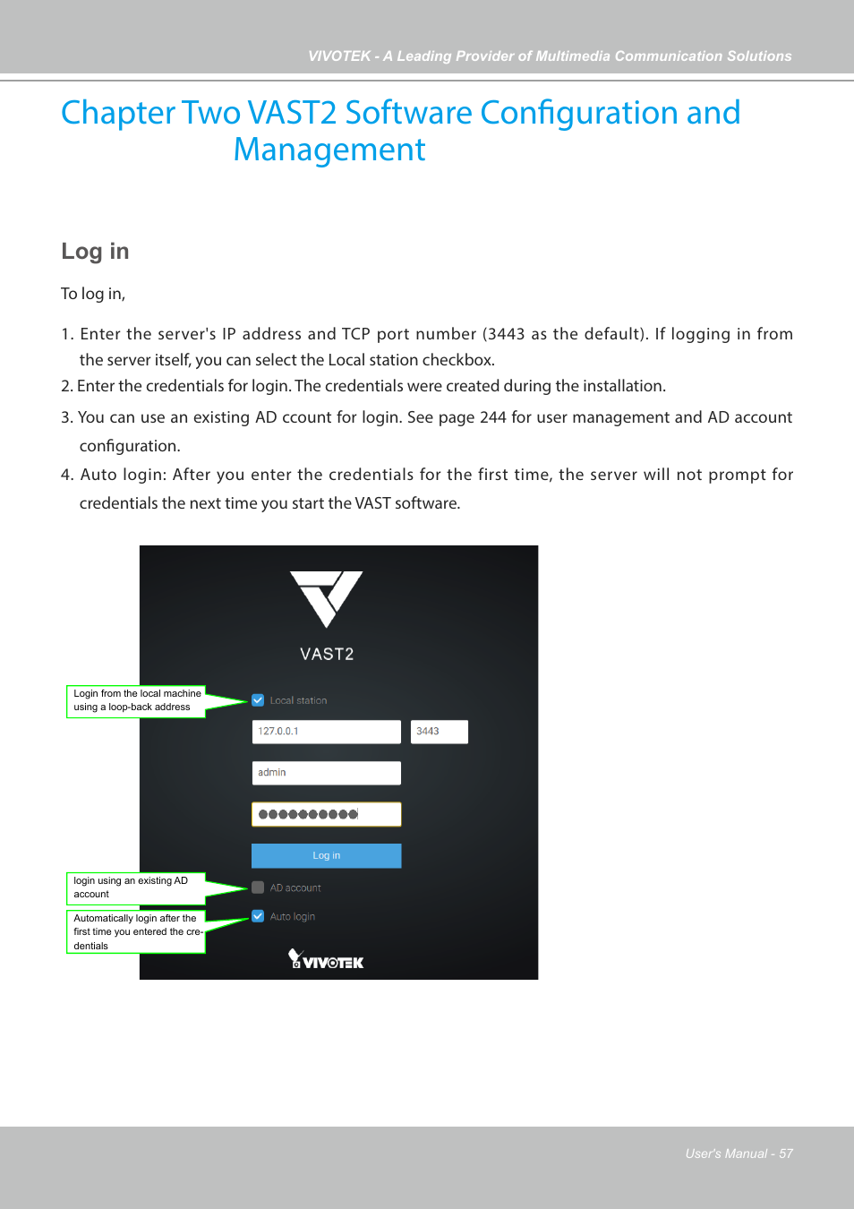 Log in | Vivotek NR9682-v2 64-Channel NVR (No HDD) User Manual | Page 57 / 296