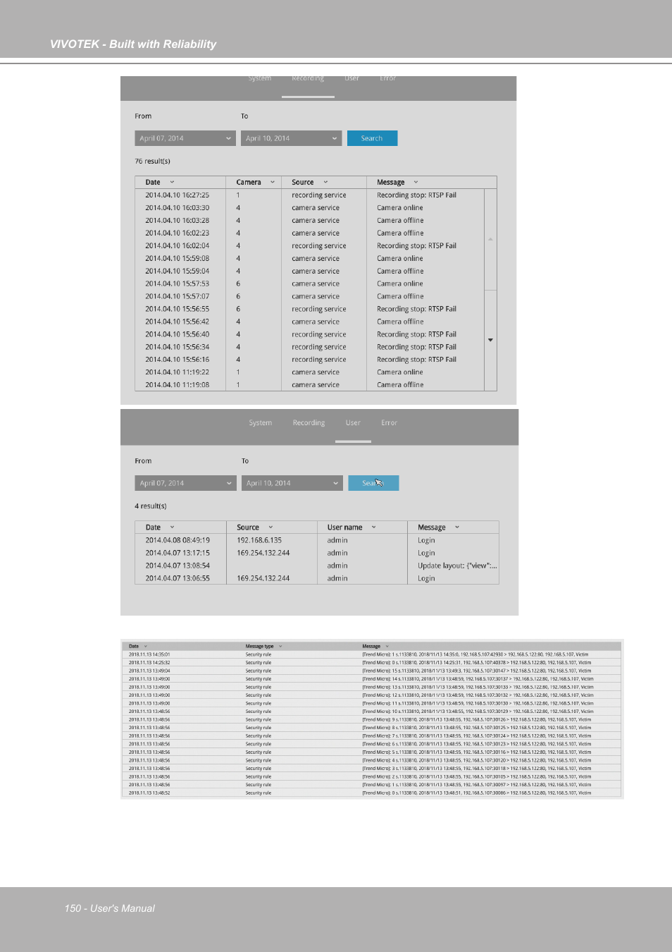 Vivotek ND9542P 32-Channel 4K UHD NVR (No HDD) User Manual | Page 150 / 197