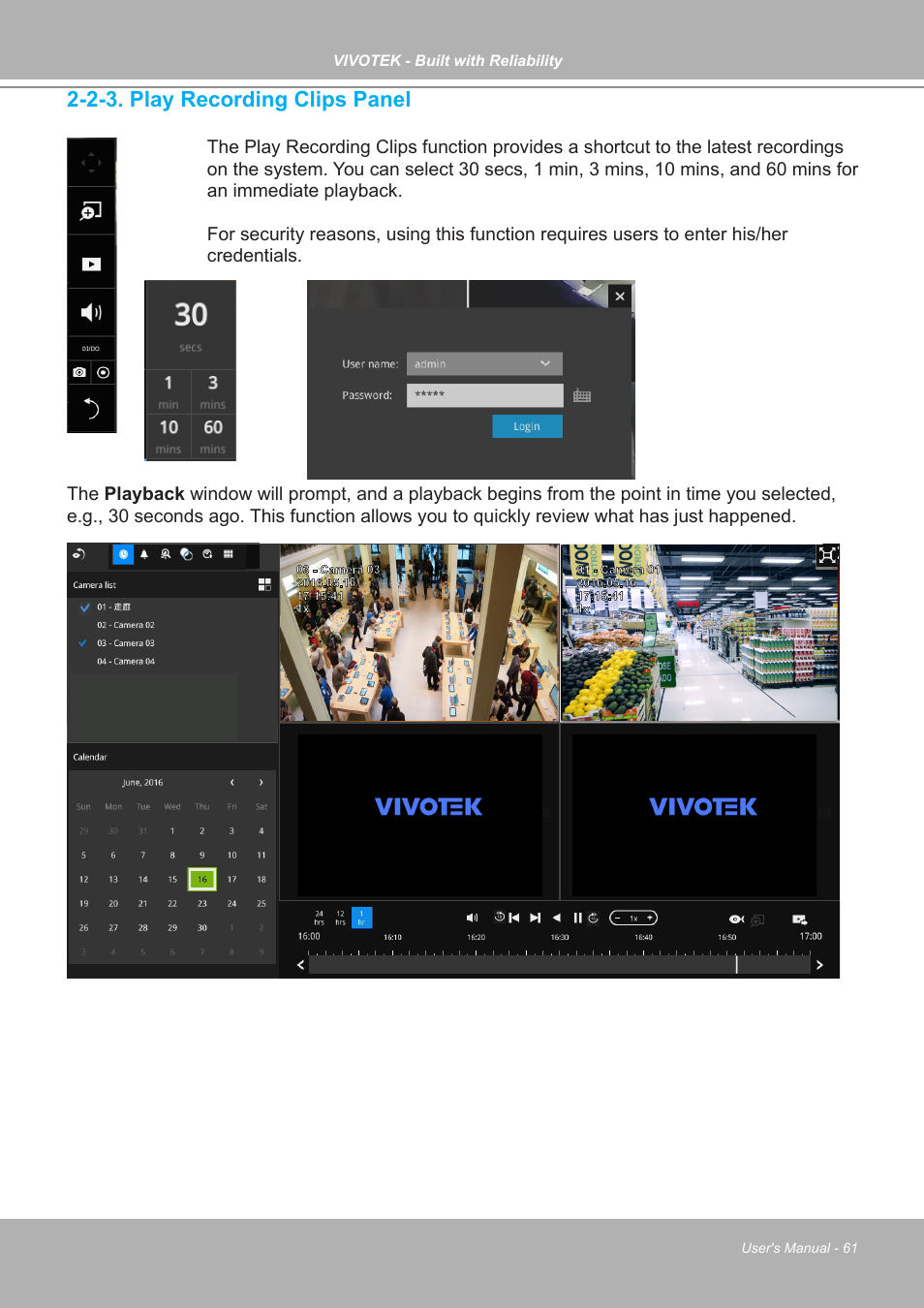 2-3. play recording clips panel | Vivotek ND9542P 32-Channel 4K UHD NVR (No HDD) User Manual | Page 61 / 197