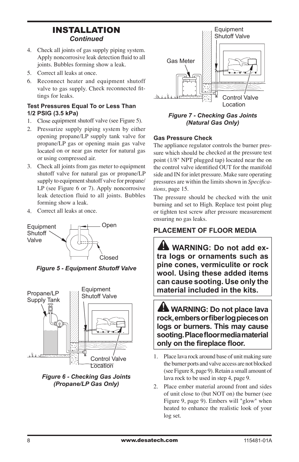 Installation | Desa HCA-24-RFN User Manual | Page 8 / 20