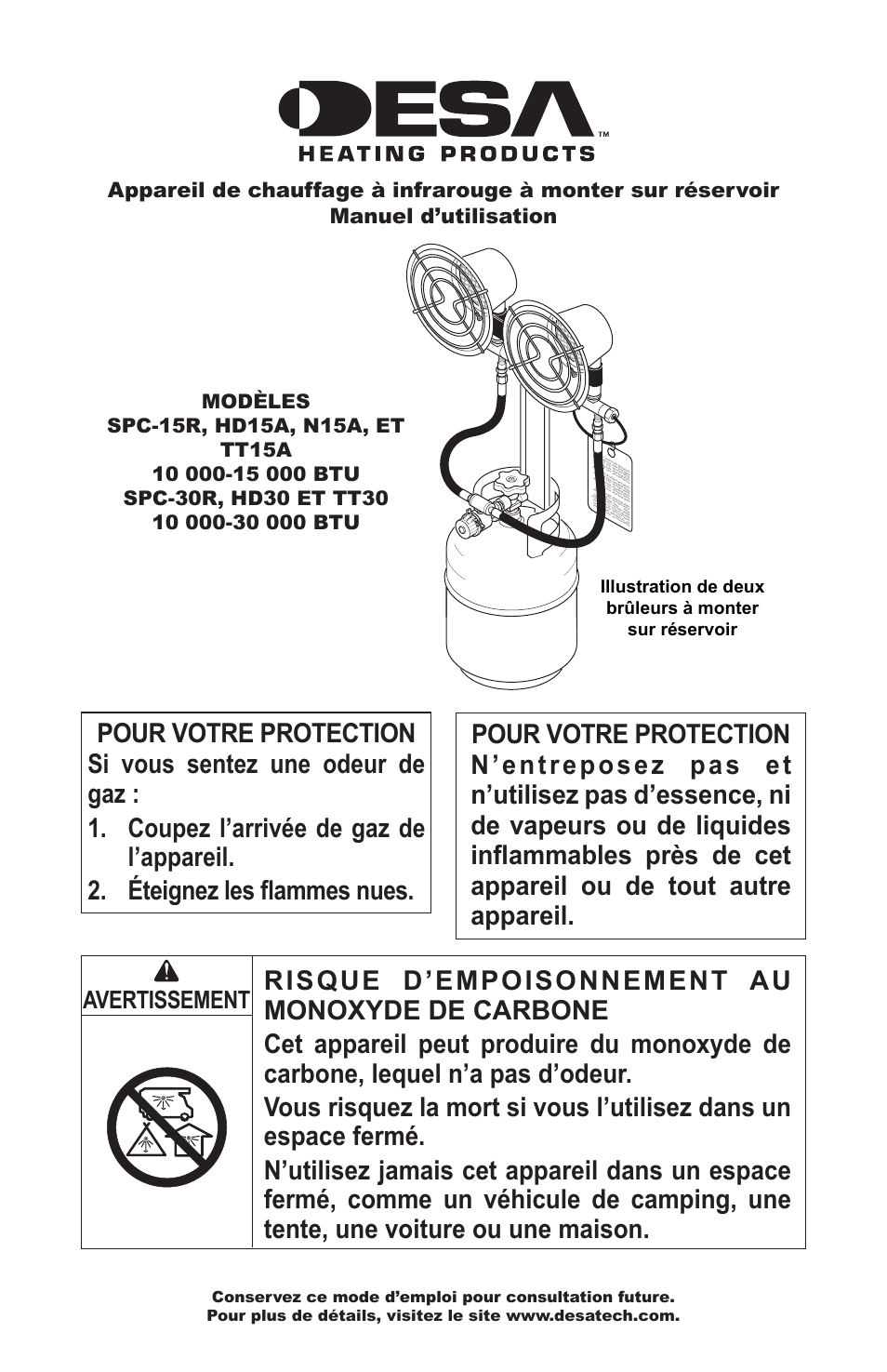 Avertissement | Desa 000-15 User Manual | Page 21 / 32